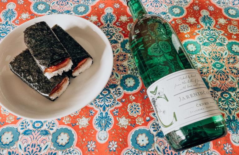 Spam Musubi and Wine