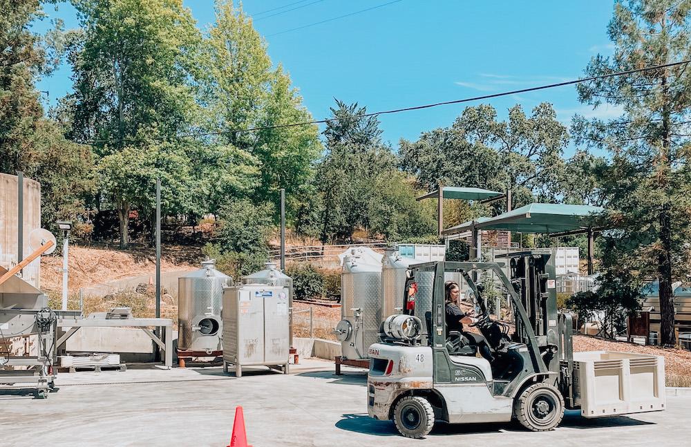 Sabrina Driving Forklift