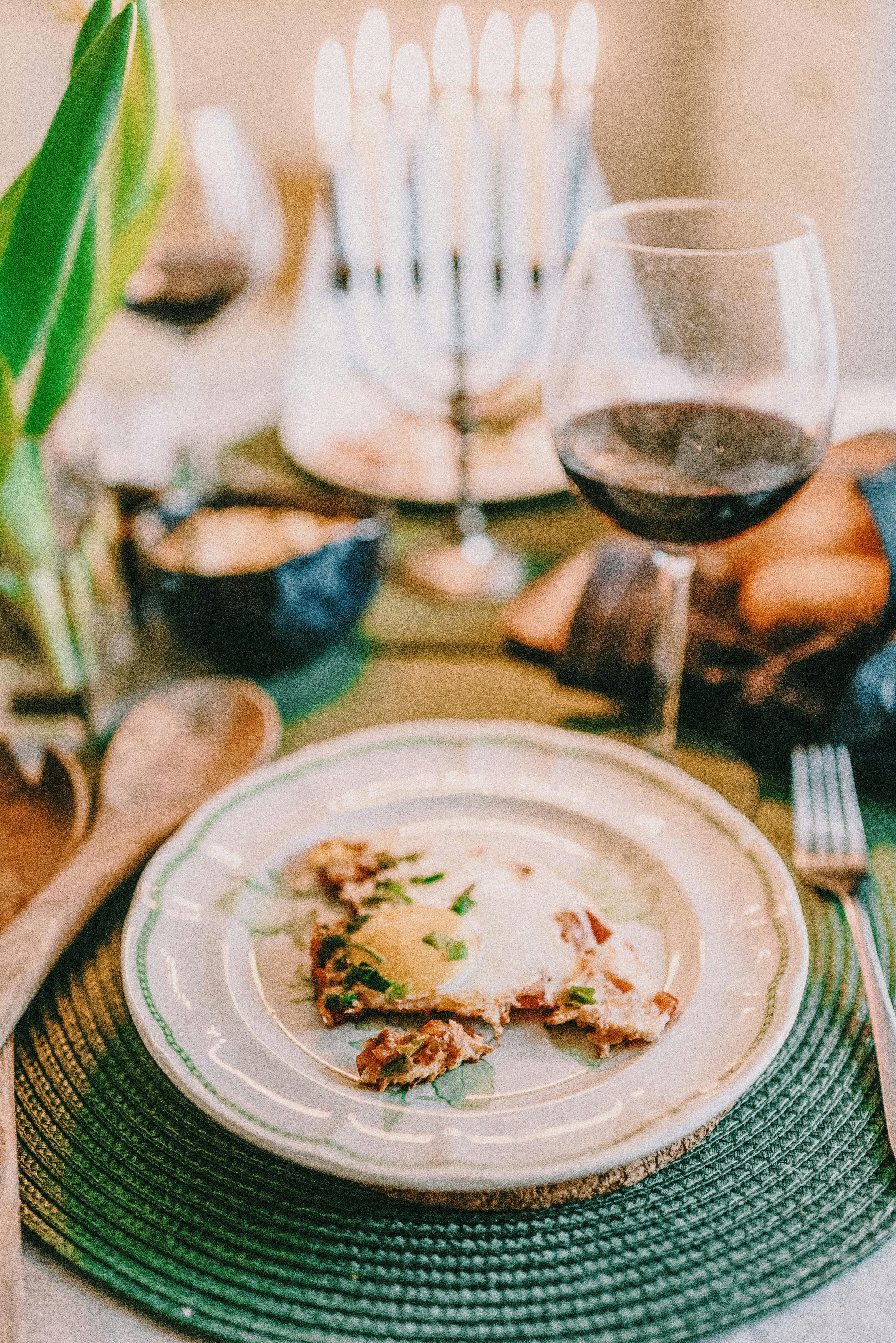 Latkes at the table paired with wine for the holidays