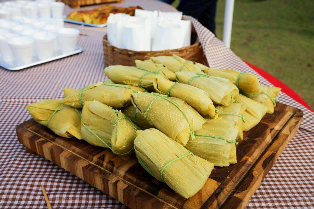 Tamales sitting on a table